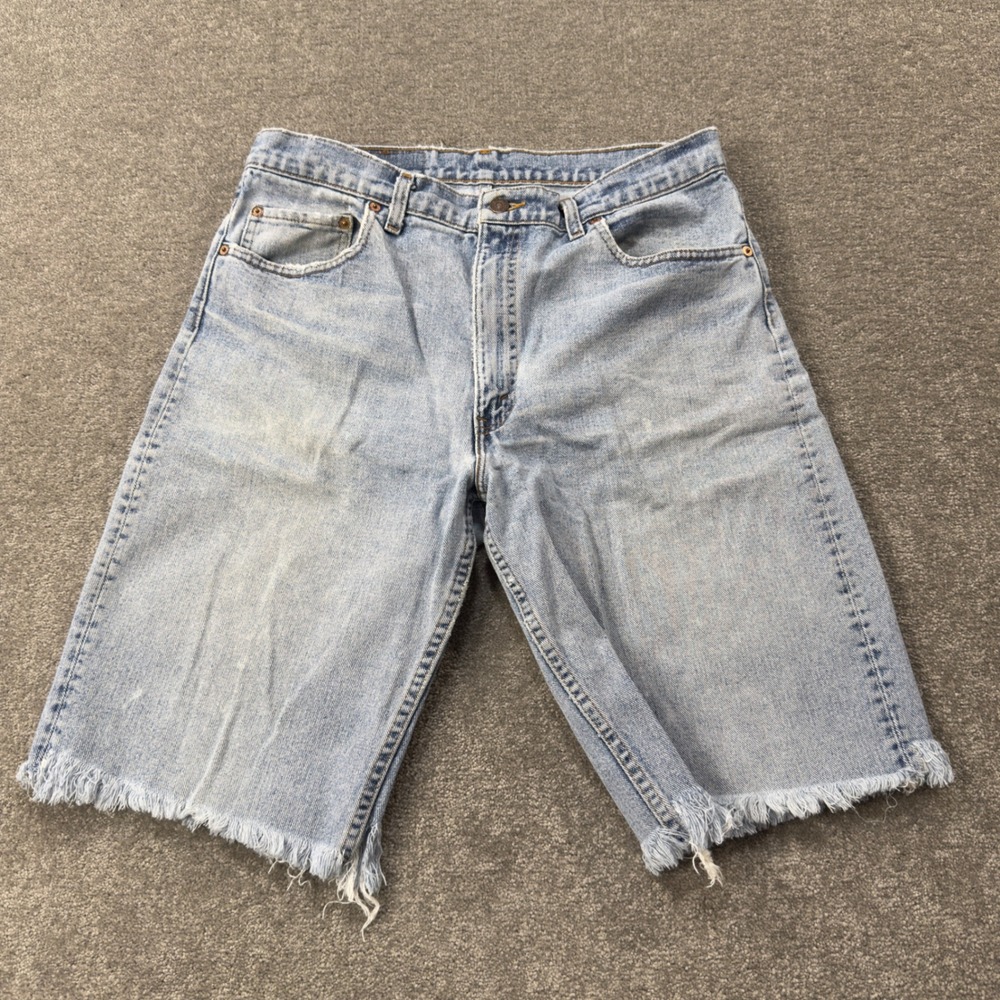 Levi 550 Denim Shorts Mens *36* Light Wash‎ Cut Off Frayed Hem Vintage Made USA